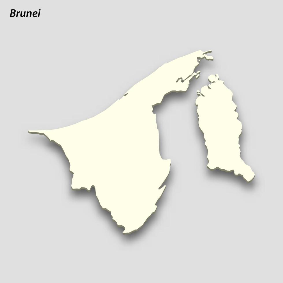 3d isométrique carte de brunei isolé avec ombre vecteur