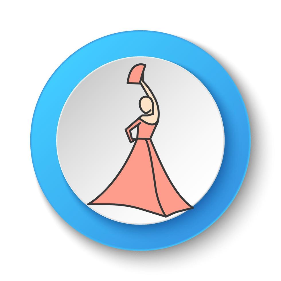 rond bouton pour la toile icône, théâtre, danse, femme. bouton bannière rond, badge interface pour application illustration sur blanc Contexte vecteur