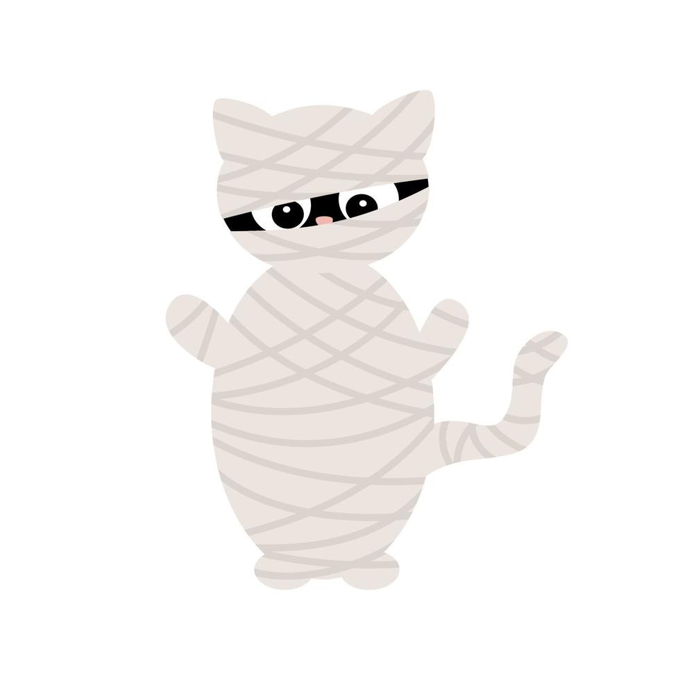 mignonne Halloween dessin animé personnage Momie chat marrant vecteur illustration