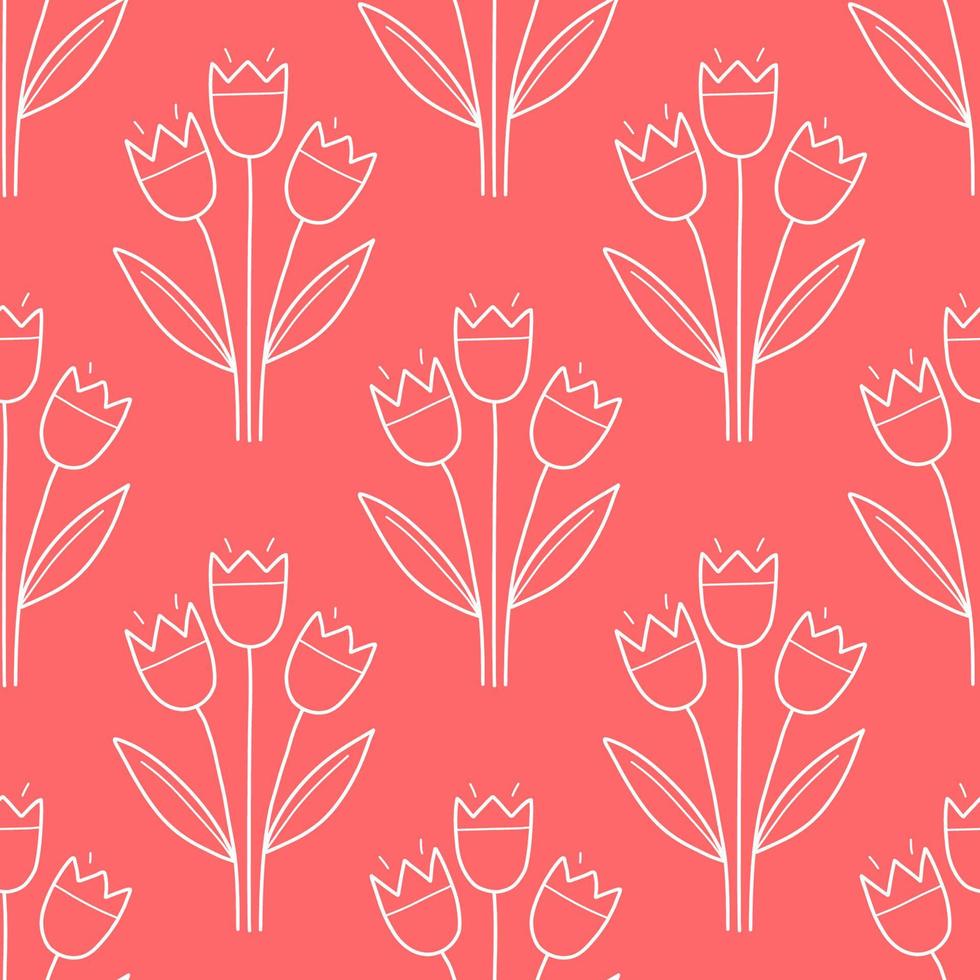 tulipe printemps sans couture modèle vecteur griffonnage illustration.