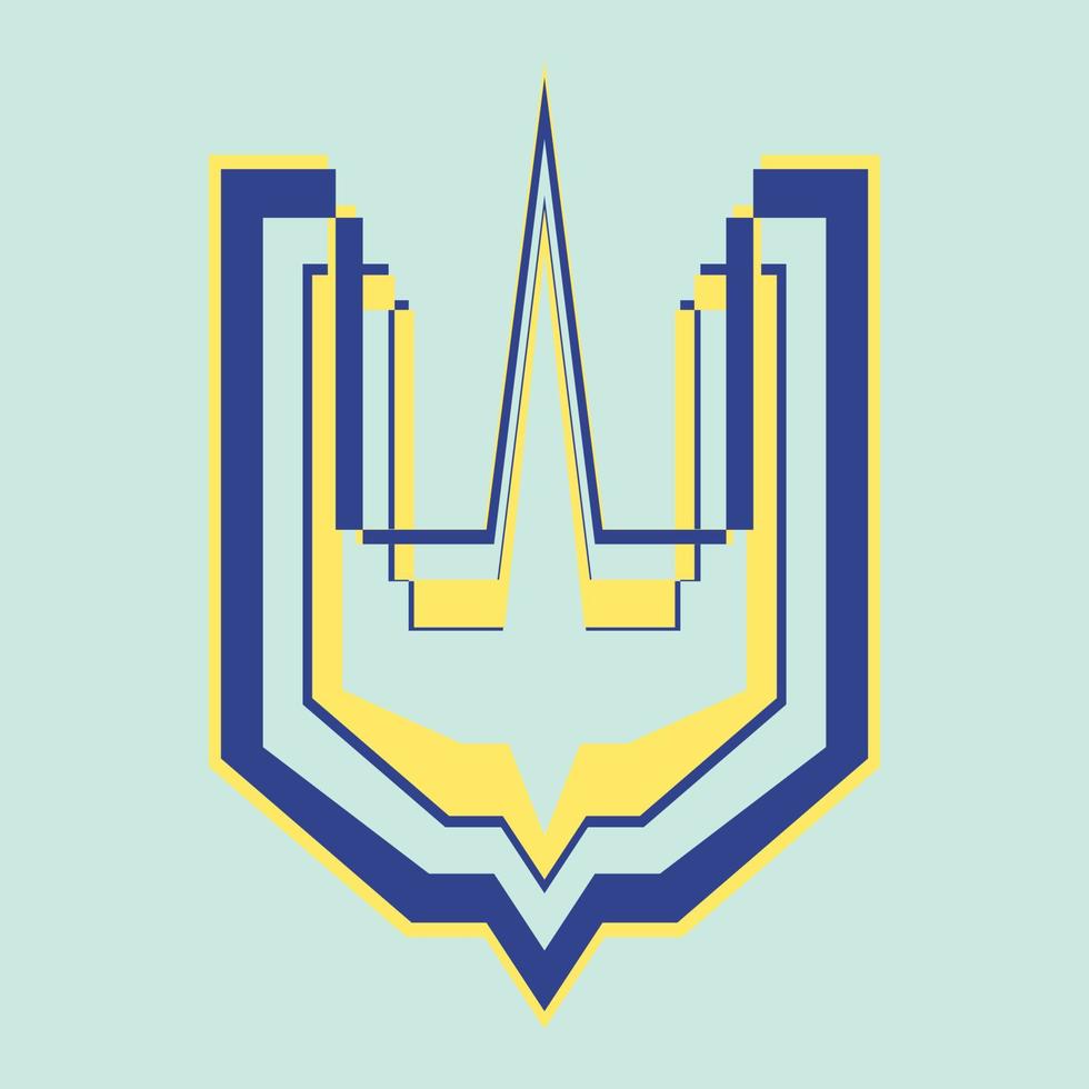 trident icône, emblème. manteau de bras de Ukraine. nationale ukrainien symbole. coloré vecteur illustration isolé sur bleu Contexte.