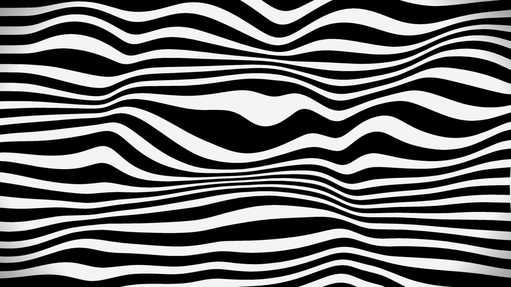 une unique abstrait géométrique texture avec noir et blanc lignes. le ondulé, courbure Distorsion effet crée une dynamique, voilé apparence. parfait pour bannières, les publicités, affiches, et arrière-plans. vecteur