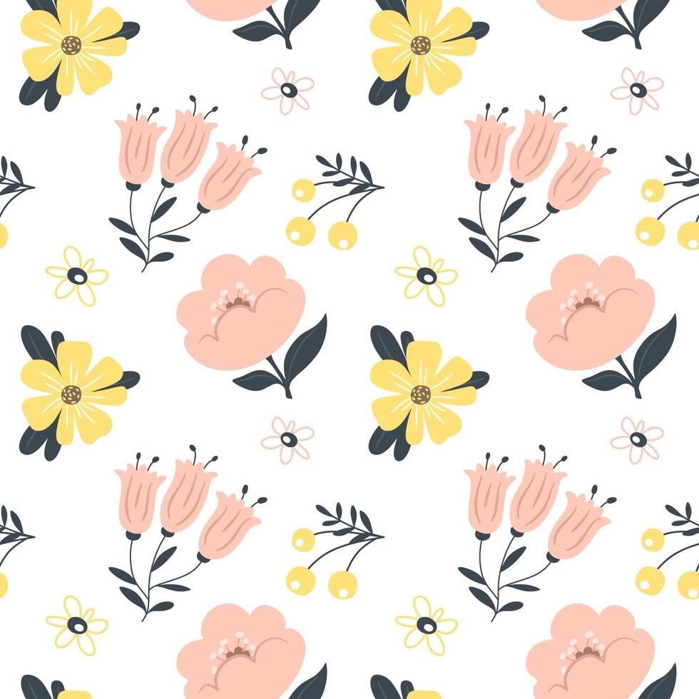 motif de printemps sans couture avec des fleurs. illustration vectorielle. vecteur