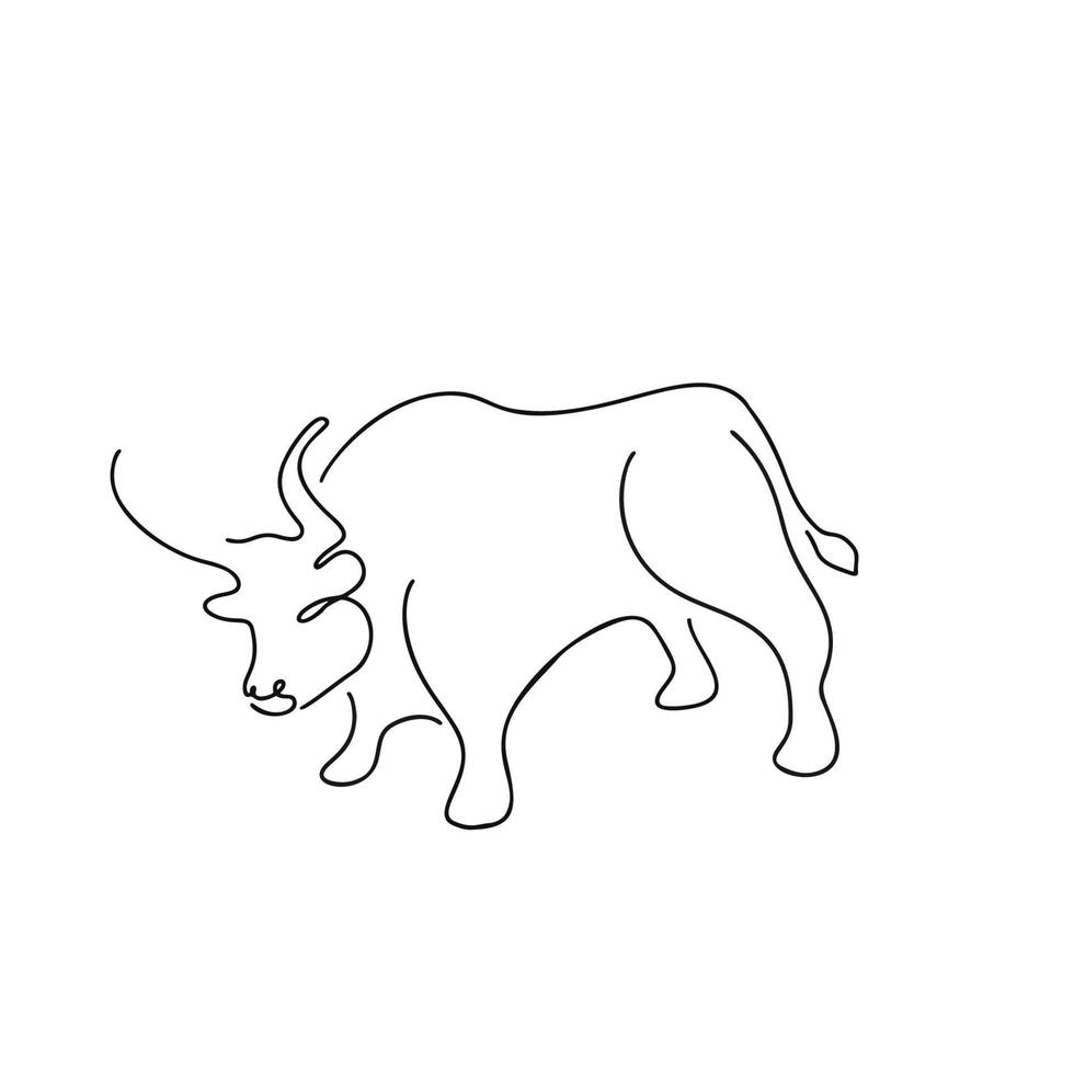 bœuf illustration dans ligne art style isolé sur blanc vecteur