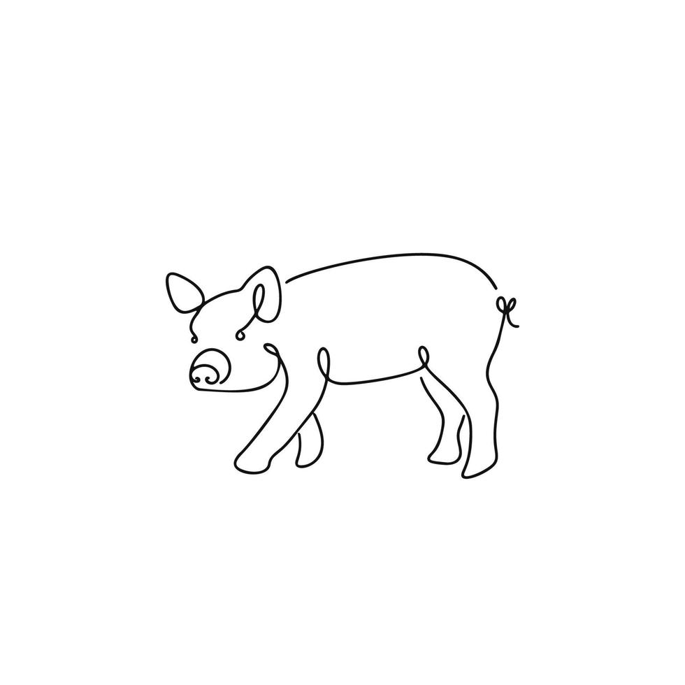 porc illustration dans ligne art style isolé sur blanc vecteur