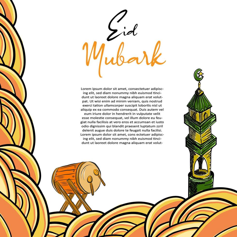 main tiré eid mubarak modèle affiche gratuit vecteur