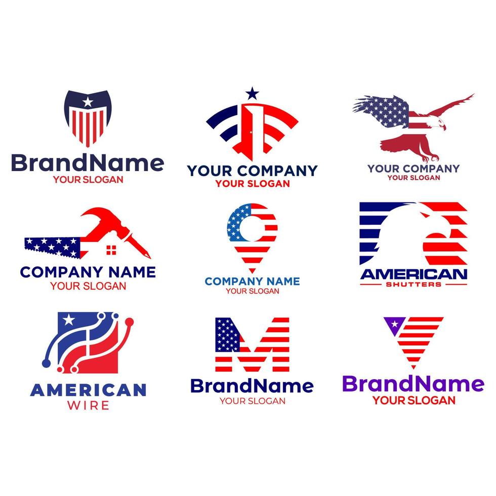 américain drapeau style logo conception vecteur