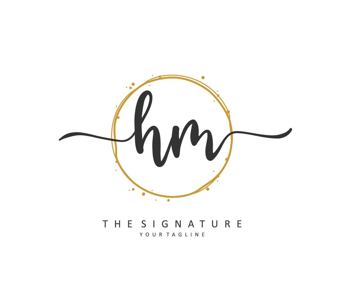 h m hum initiale lettre écriture et Signature logo. une concept écriture initiale logo avec modèle élément. vecteur