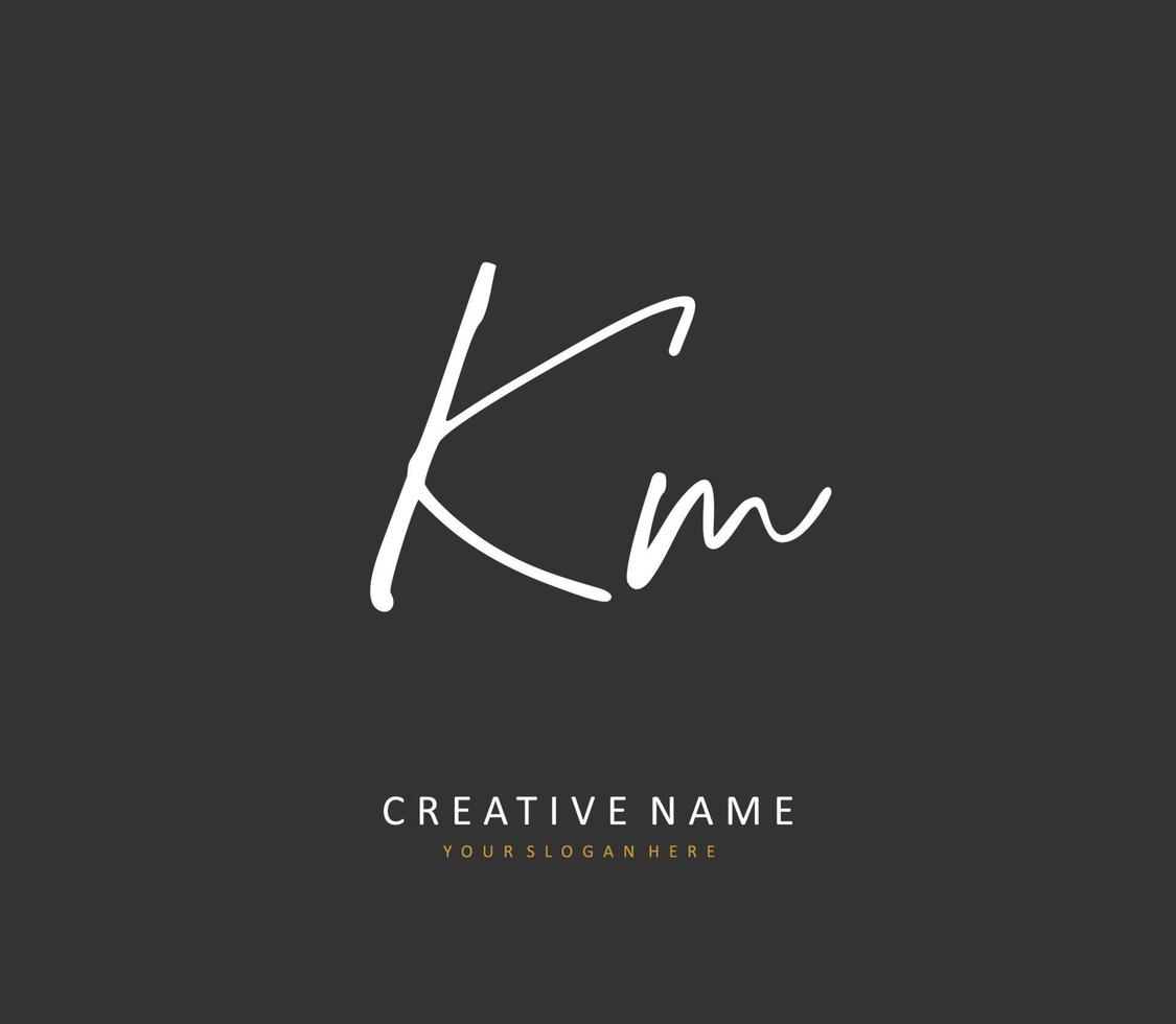 k m km initiale lettre écriture et Signature logo. une concept écriture initiale logo avec modèle élément. vecteur