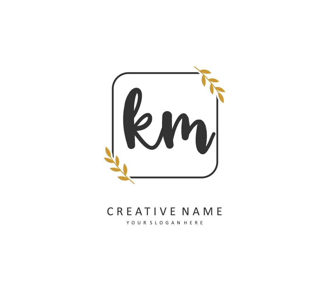 k m km initiale lettre écriture et Signature logo. une concept écriture initiale logo avec modèle élément. vecteur