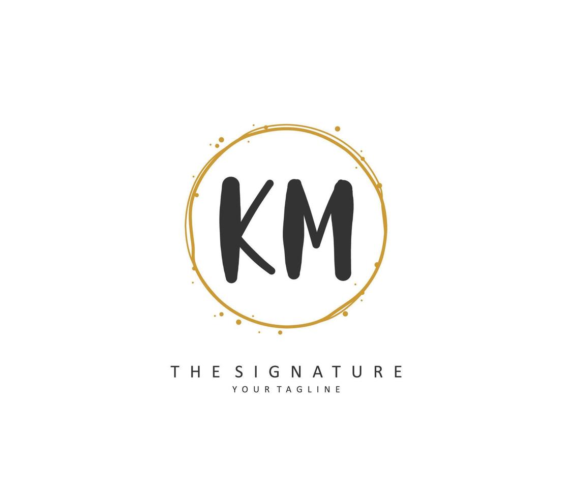 k m km initiale lettre écriture et Signature logo. une concept écriture initiale logo avec modèle élément. vecteur