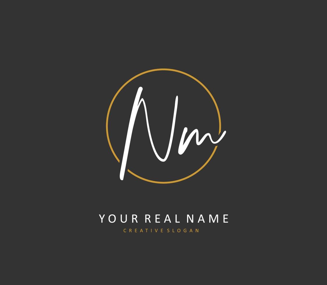 n m nm initiale lettre écriture et Signature logo. une concept écriture initiale logo avec modèle élément. vecteur