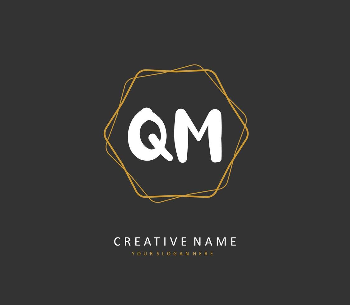 q m qm initiale lettre écriture et Signature logo. une concept écriture initiale logo avec modèle élément. vecteur