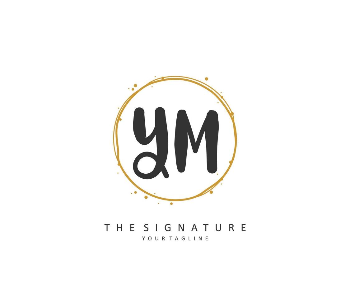 y m ym initiale lettre écriture et Signature logo. une concept écriture initiale logo avec modèle élément. vecteur