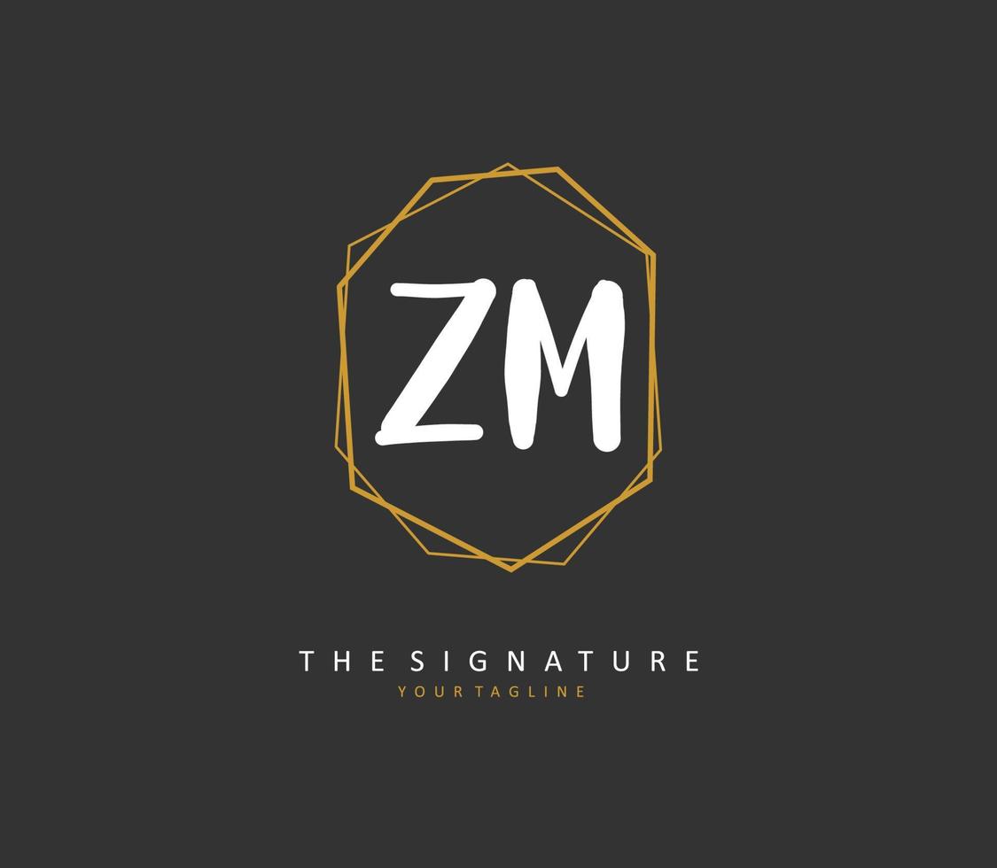 z m zm initiale lettre écriture et Signature logo. une concept écriture initiale logo avec modèle élément. vecteur