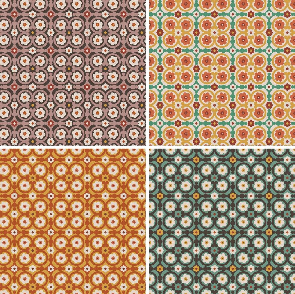 motifs de carreaux de vecteur floral orné sans soudure