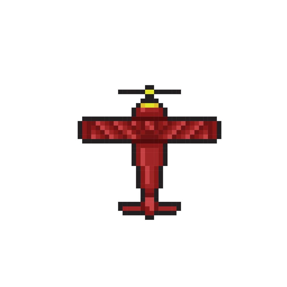 rouge avion dans Haut vue avec pixel art style vecteur