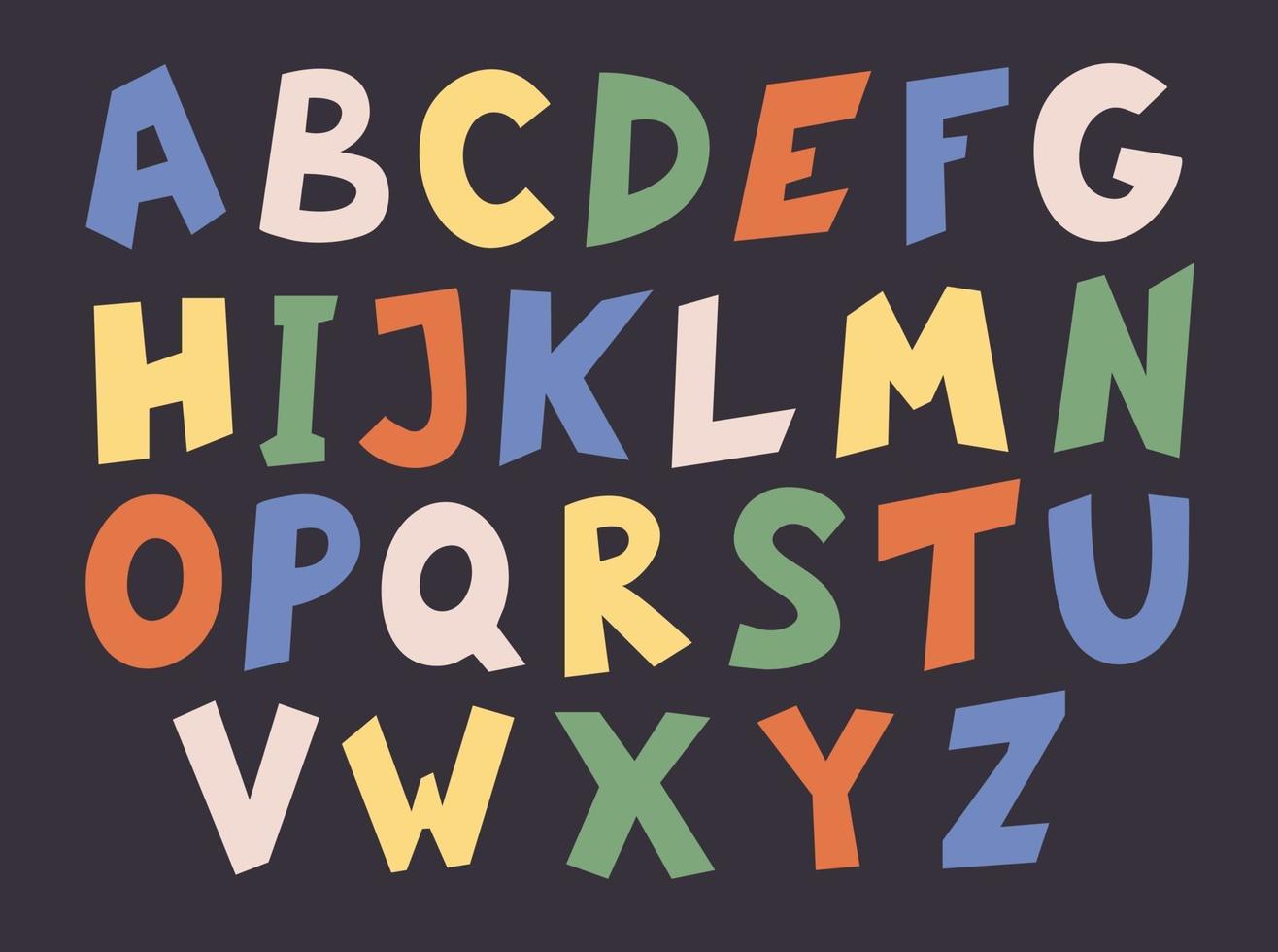 alphabet anglais mignon dessiné à la main. vecteur