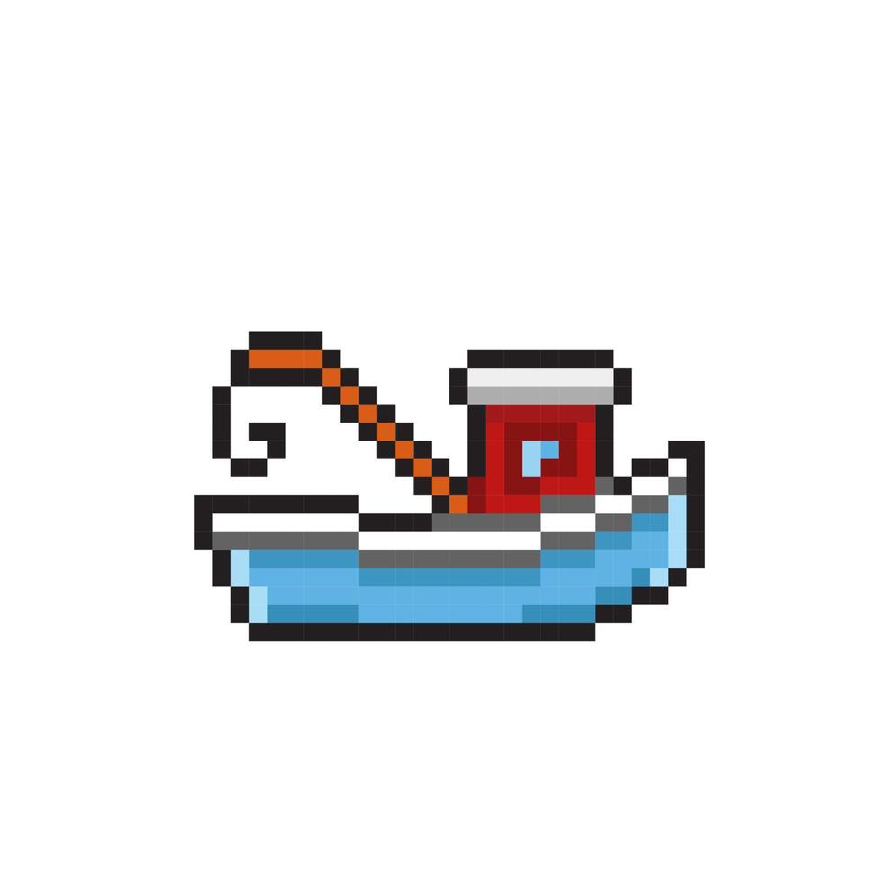 chalutier bateau dans pixel art style vecteur