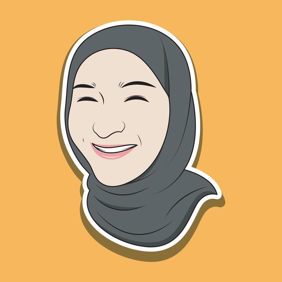 vecteur illustration de une musulman femme visage dans une hijab avec une marrant expression