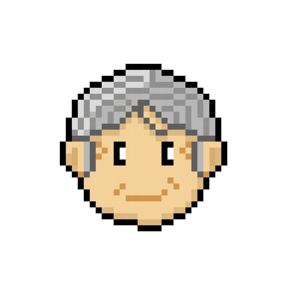 vieux homme tête dans pixel art style vecteur