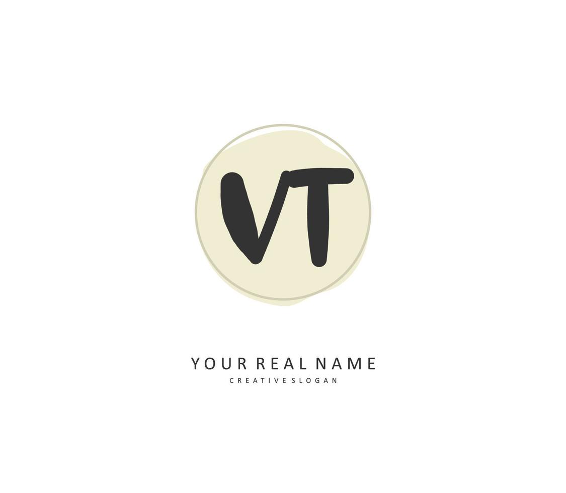 v t Vermont initiale lettre écriture et Signature logo. une concept écriture initiale logo avec modèle élément. vecteur