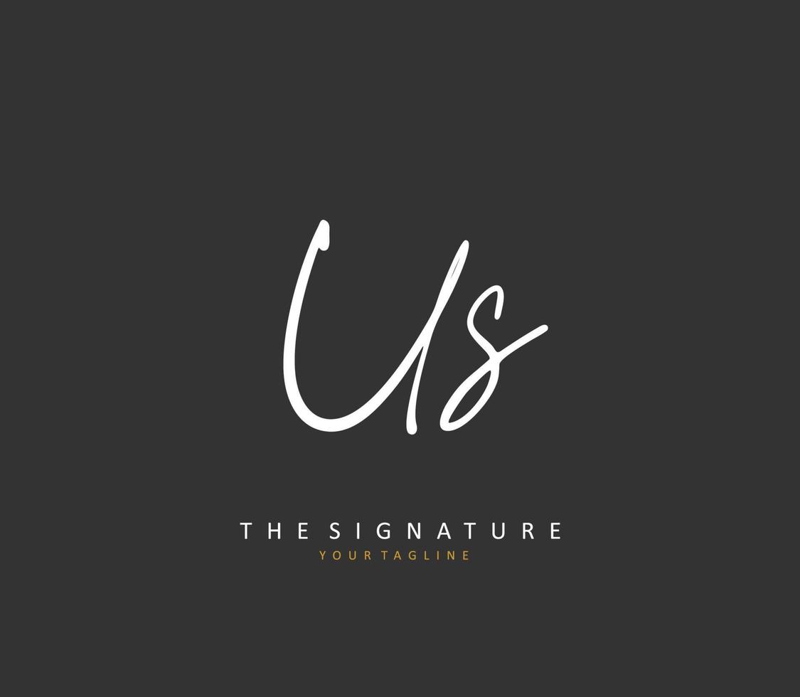 u s nous initiale lettre écriture et Signature logo. une concept écriture initiale logo avec modèle élément. vecteur