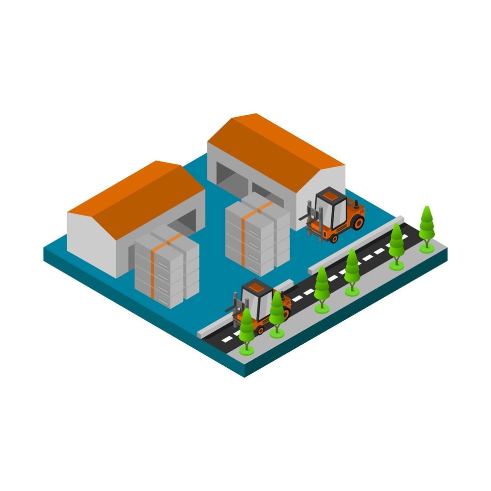 entrepôt isométrique sur fond blanc vecteur
