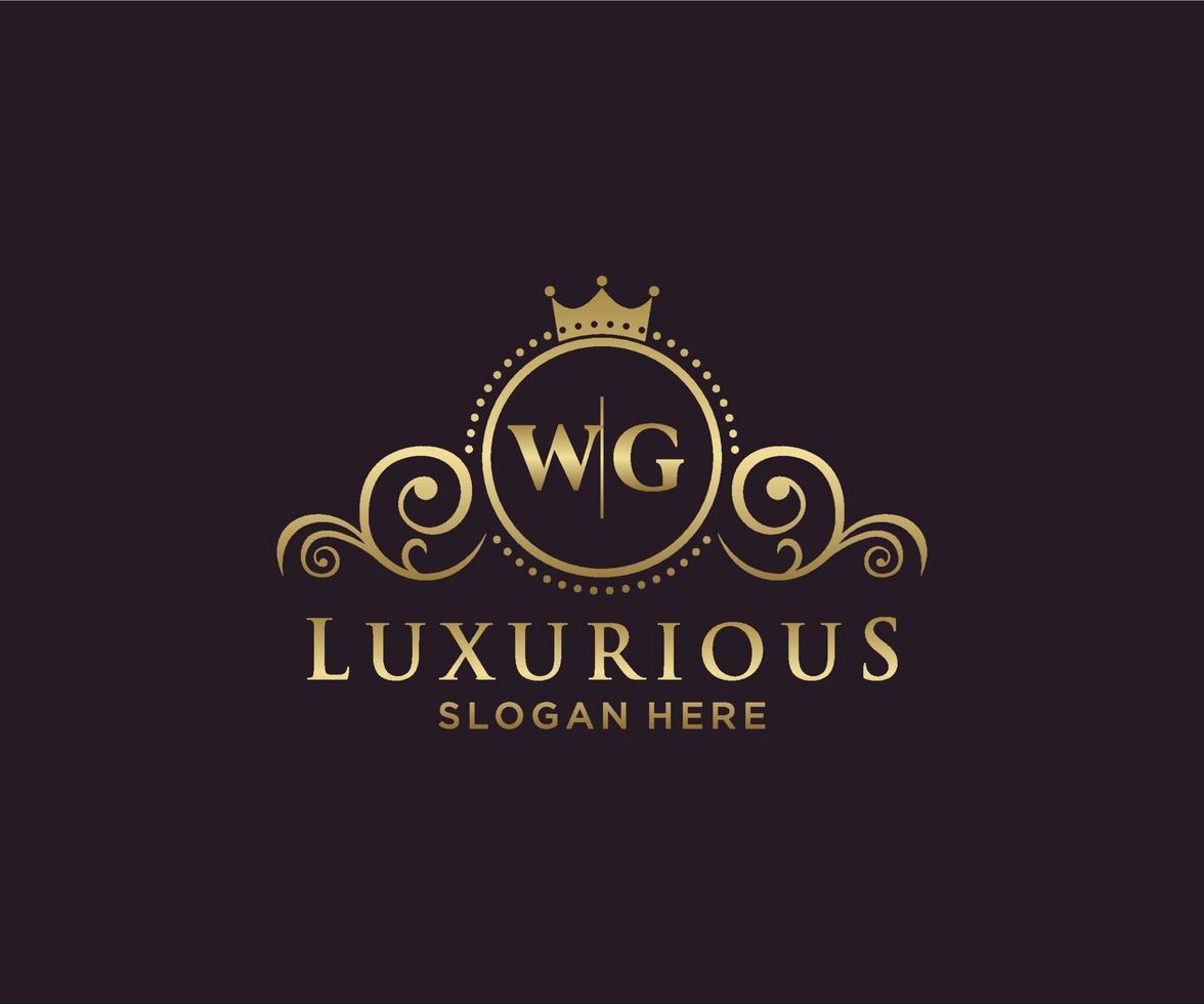 modèle de logo de luxe royal de lettre wg initiale dans l'art vectoriel pour le restaurant, la royauté, la boutique, le café, l'hôtel, l'héraldique, les bijoux, la mode et d'autres illustrations vectorielles.