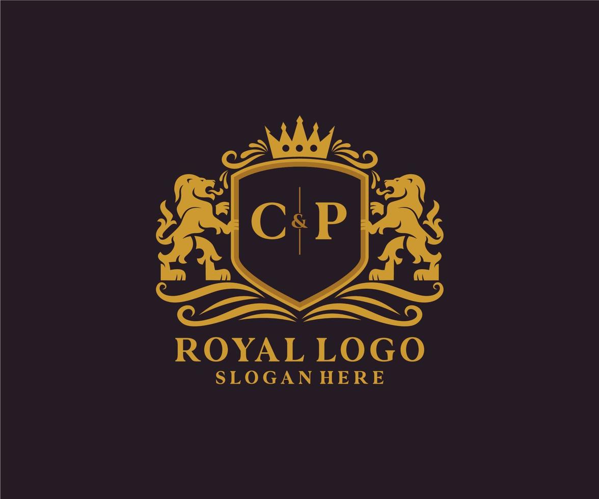 modèle initial de logo cp lettre lion royal luxe en art vectoriel pour restaurant, royauté, boutique, café, hôtel, héraldique, bijoux, mode et autres illustrations vectorielles.