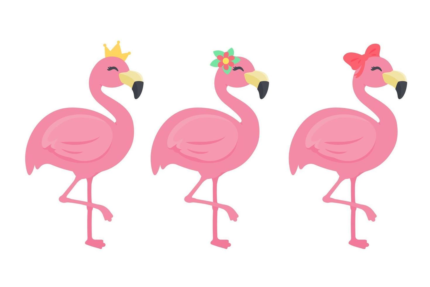 bel ensemble de flamants roses d'été vecteur