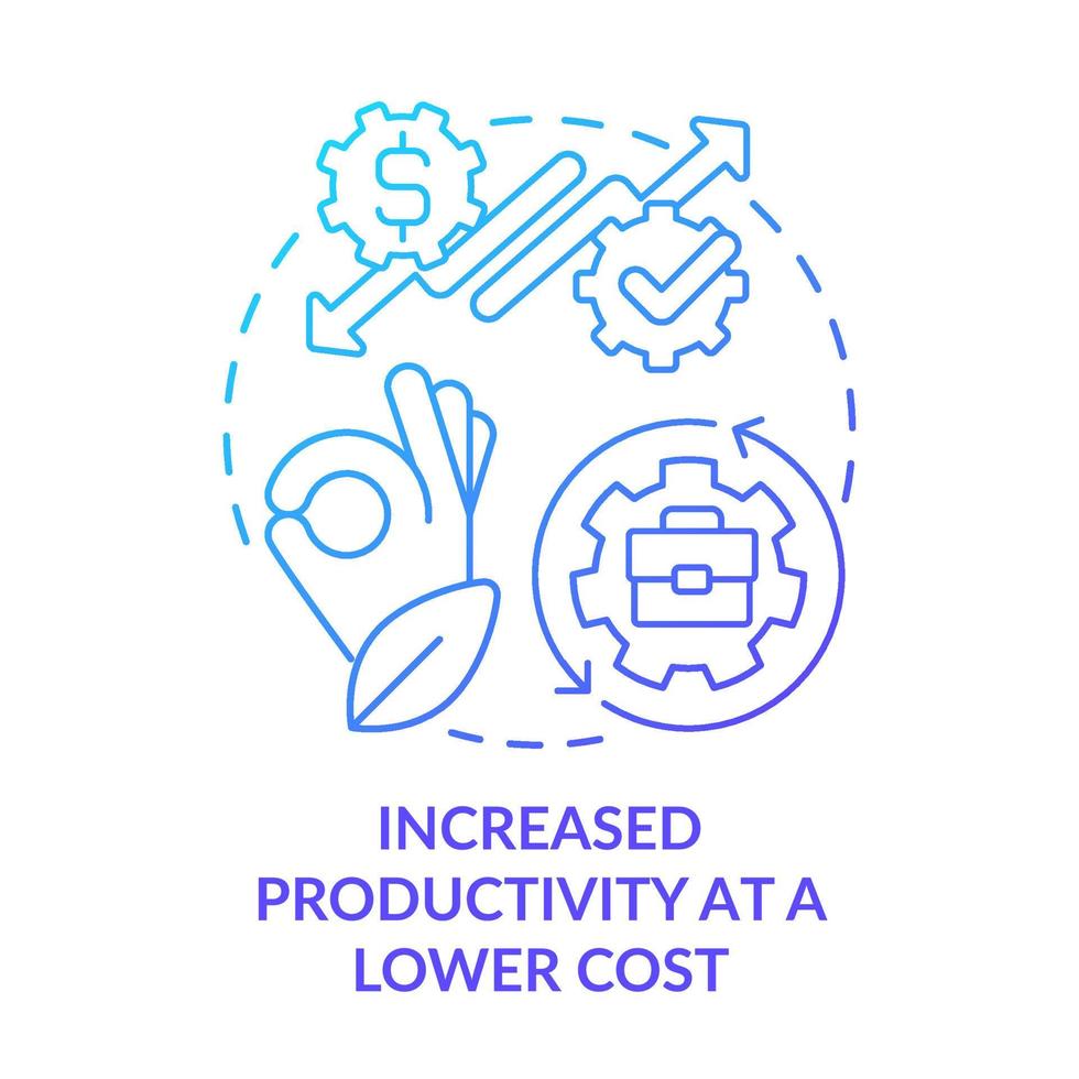 augmenté productivité à inférieur Coût bleu pente concept icône. durable affaires profit abstrait idée mince ligne illustration. isolé contour dessin vecteur