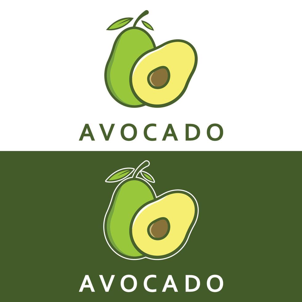 Naturel Frais Avocat fruit logo modèle. vecteur illustration de moitié Avocat fruit avec feuilles.