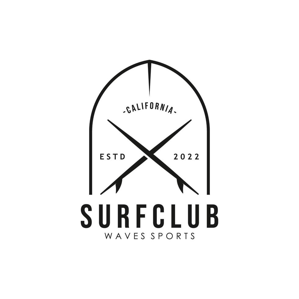 planche de surf ancien logo modèle. vecteur