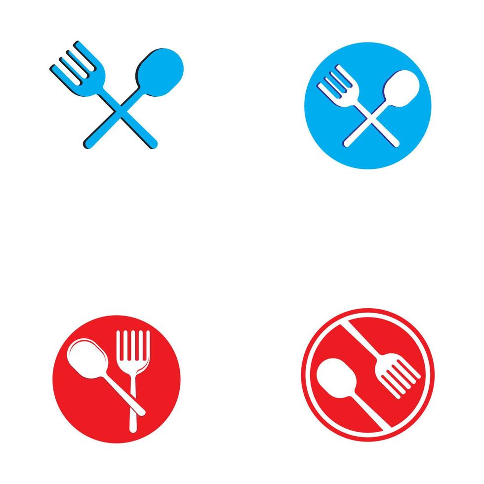 cuillère et fourchette logo avec vecteur forme modèle.