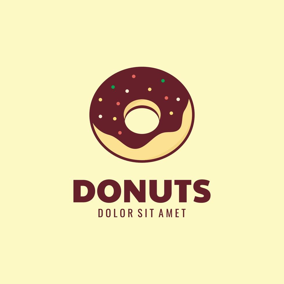 Donut ou mordu Donut logo modèle avec peu bonbons. Donut magasin ou boulangerie emblème. vecteur