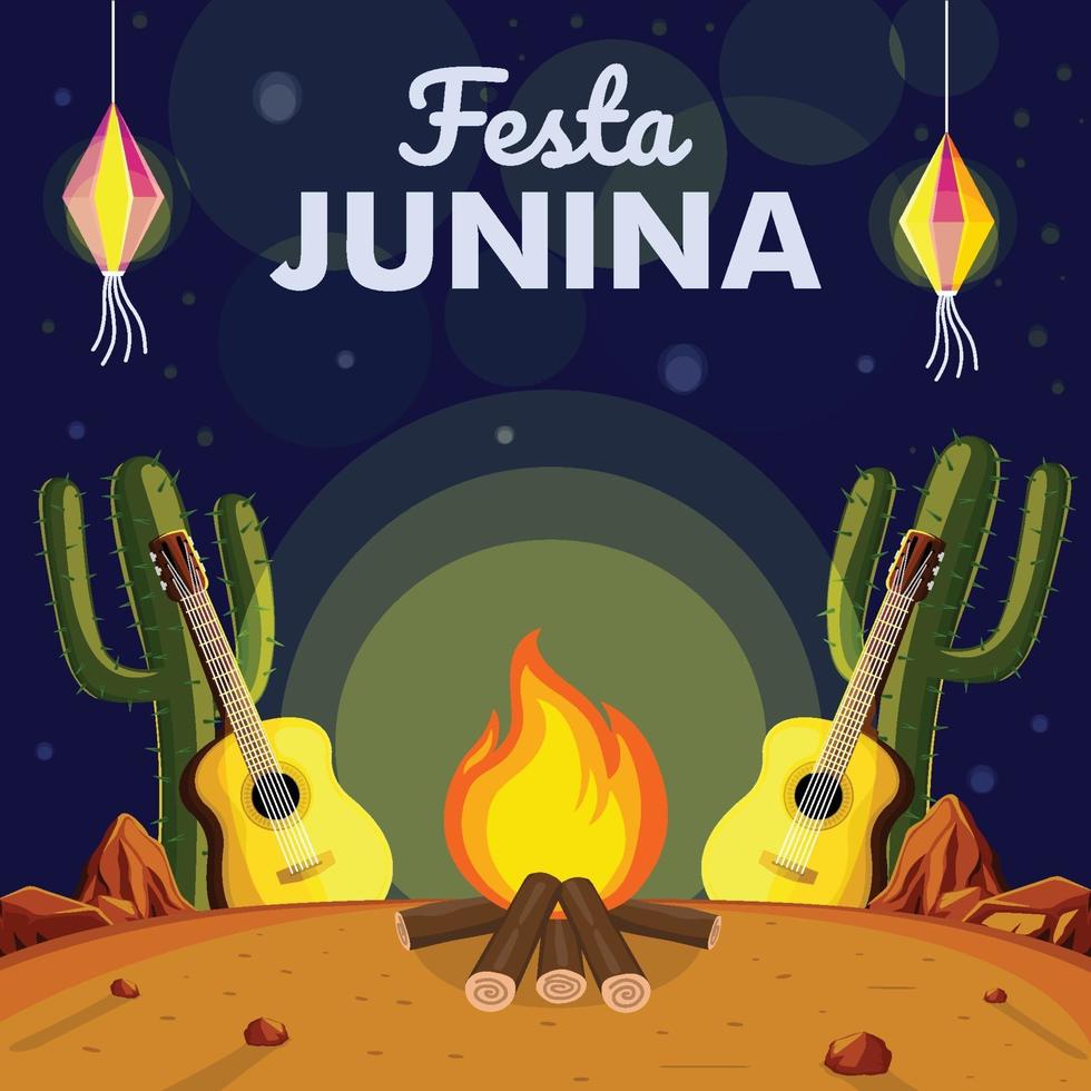 Célébration de junina festa la nuit vecteur