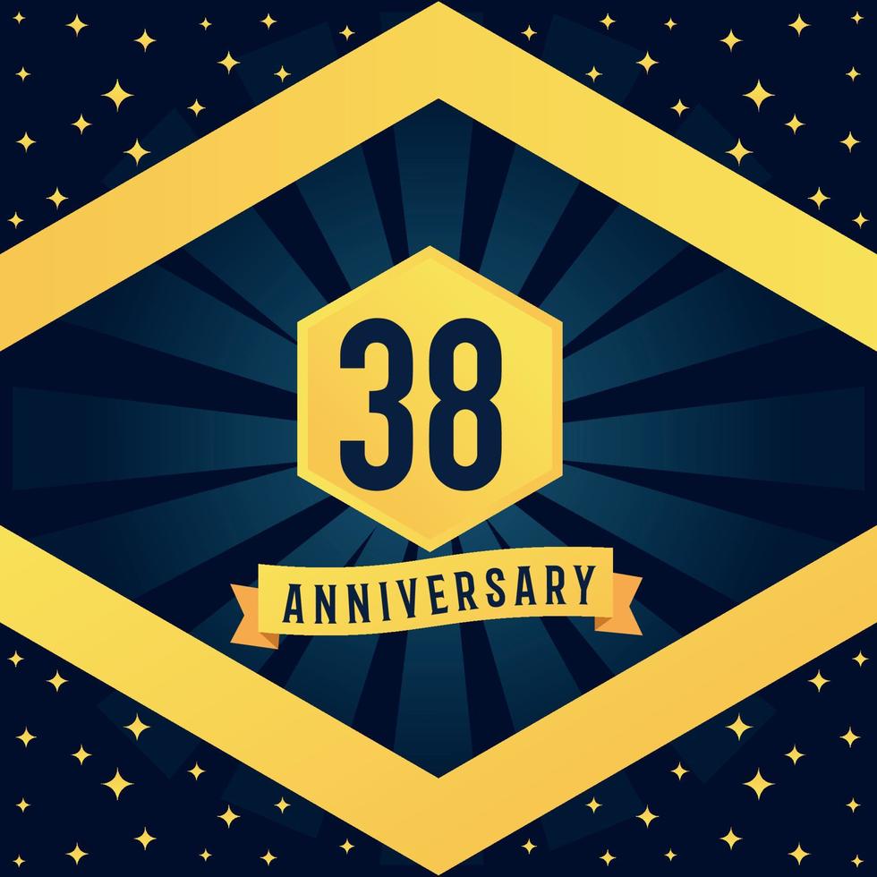 38 année anniversaire logotype conception avec bleu torsion infini plusieurs ligne conception dans Jaune Couleur frontière modèle vecteur illustration