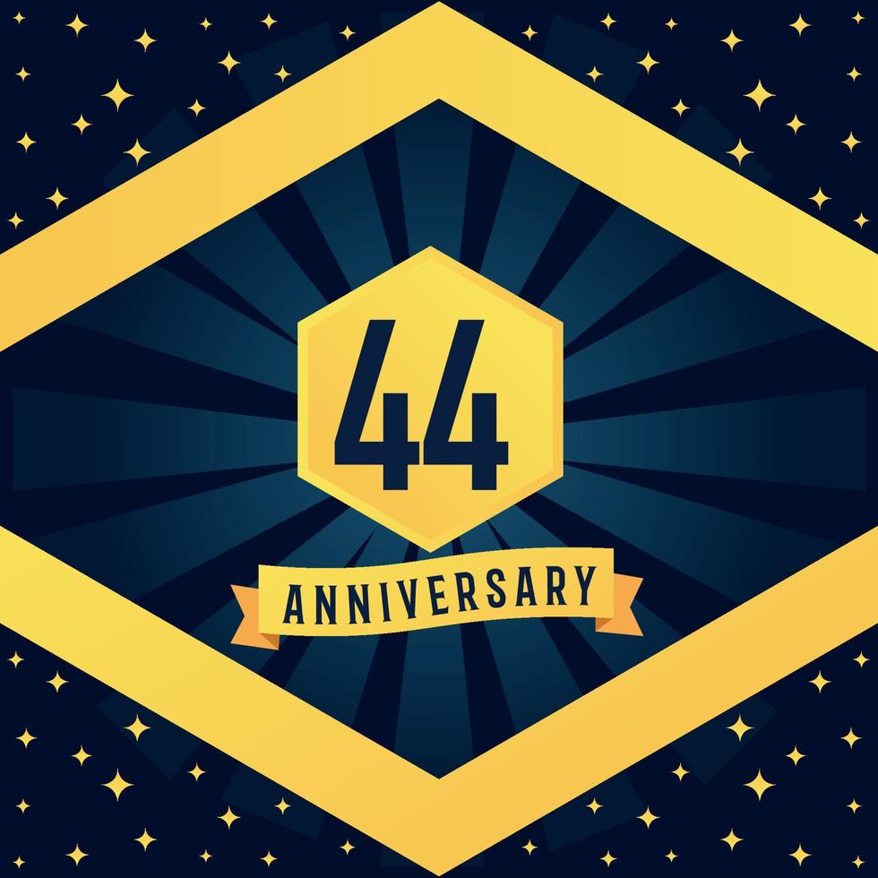 44 année anniversaire logotype conception avec bleu torsion infini plusieurs ligne conception dans Jaune Couleur frontière modèle vecteur illustration