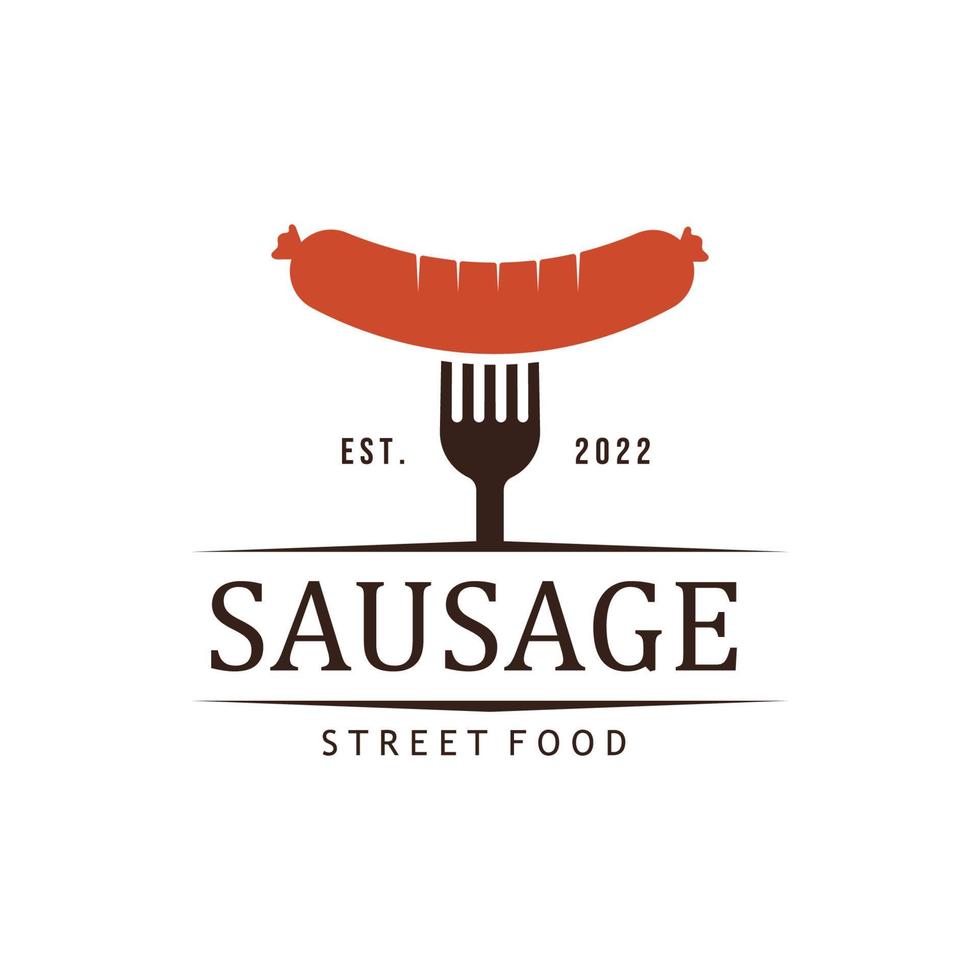 saucisse logo modèle. rue nourriture logo icône. vecteur