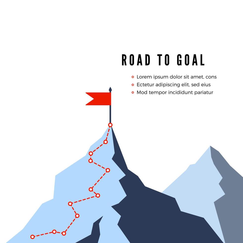 Succès itinéraire. chemin à Haut de Montagne. affaires stratégie chemin à succès. plat vecteur illustration