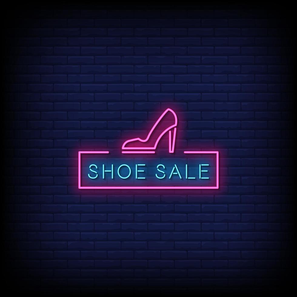 vecteur de texte de style enseignes au néon vente de chaussures