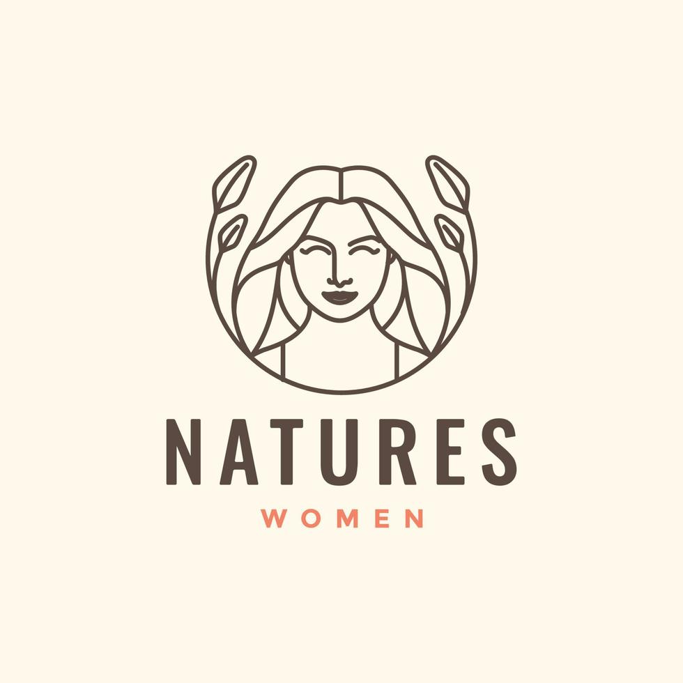 la nature femmes le plus long cheveux salon traitement peau se soucier feuilles à base de plantes coloré logo conception vecteur