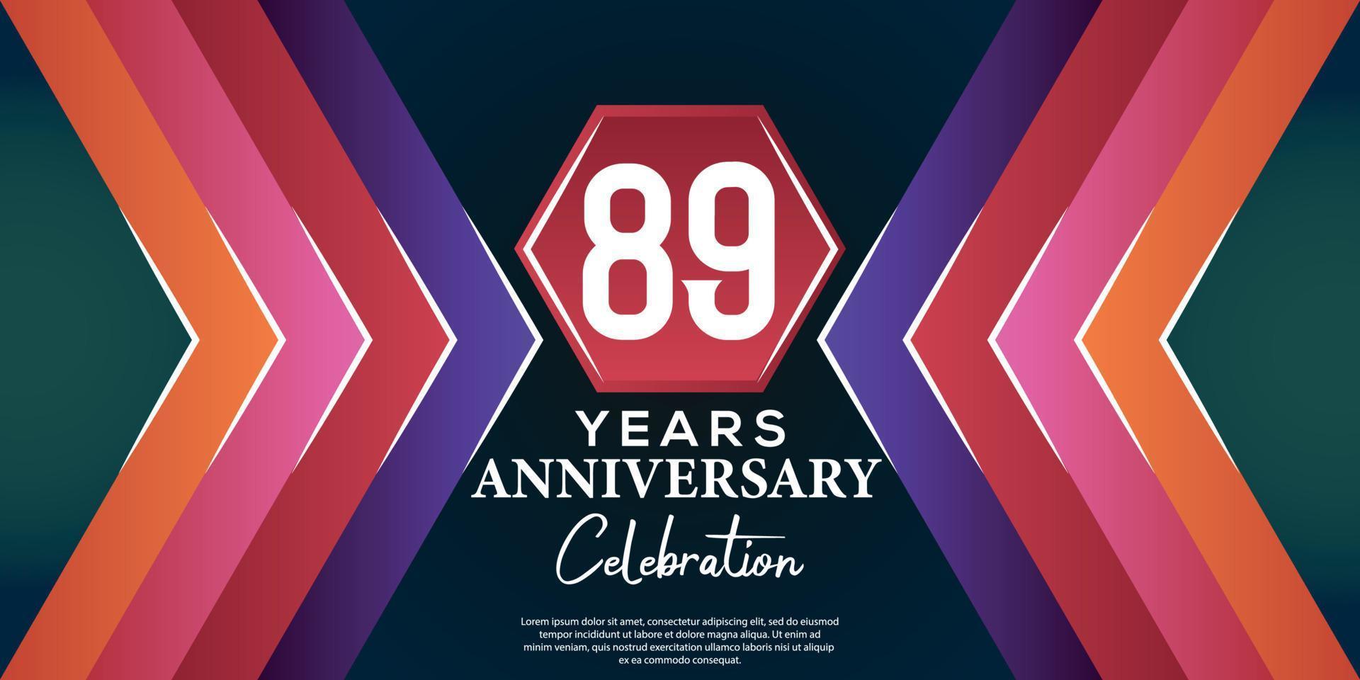 89 année anniversaire fête conception avec luxe abstrait Couleur style sur luxe noir motif vecteur