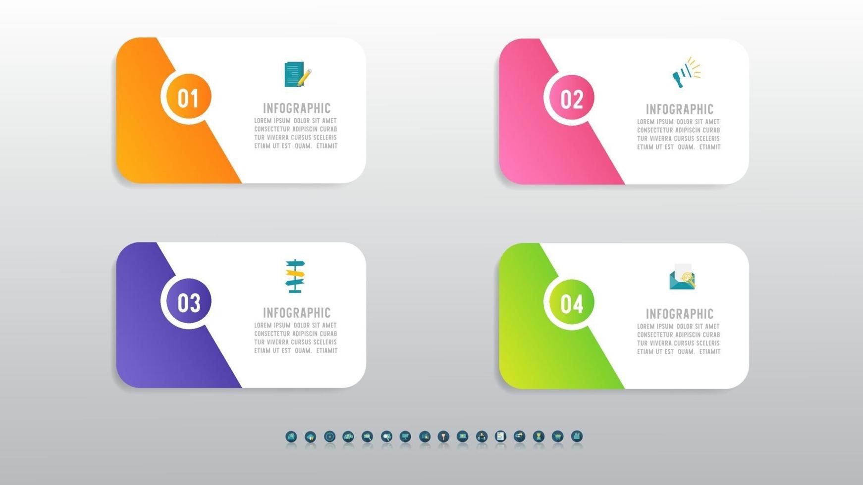 infographie de diagramme de processus en 4 étapes avec des icônes pour la présentation vecteur