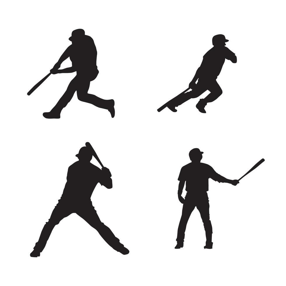 collection de silhouettes de joueurs de baseball vecteur