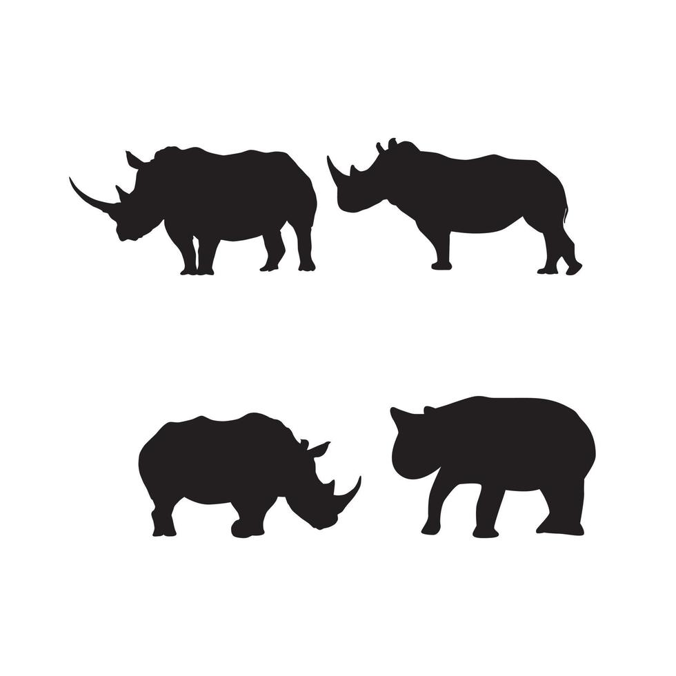 jeu de symboles rhinocéros silhouette rhinocéros vecteur