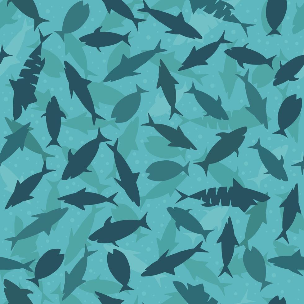 impression drôle bleue avec des requins et des poissons. impression pour tissu et papier d'emballage. vecteur