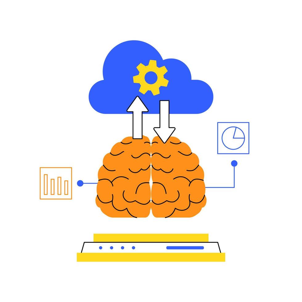 nuage l'informatique de cerveau La technologie artificiel intelligence ai futur gros Les données En traitement Profond apprentissage l'Internet serveur duo Ton illustration vecteur
