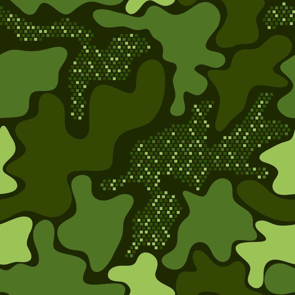 toile de fond graphique transparente imprimé camouflage vert. texture de vecteur créatif. camouflage de vecteur de couleur verte répétée avec des carrés. camouflage kaki. modèle sans couture.